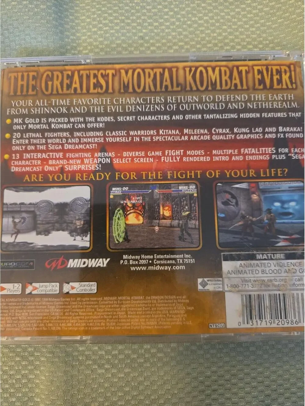 Mortal Kombat Gold - Sega Dreamcast (1999) Retro Video Game